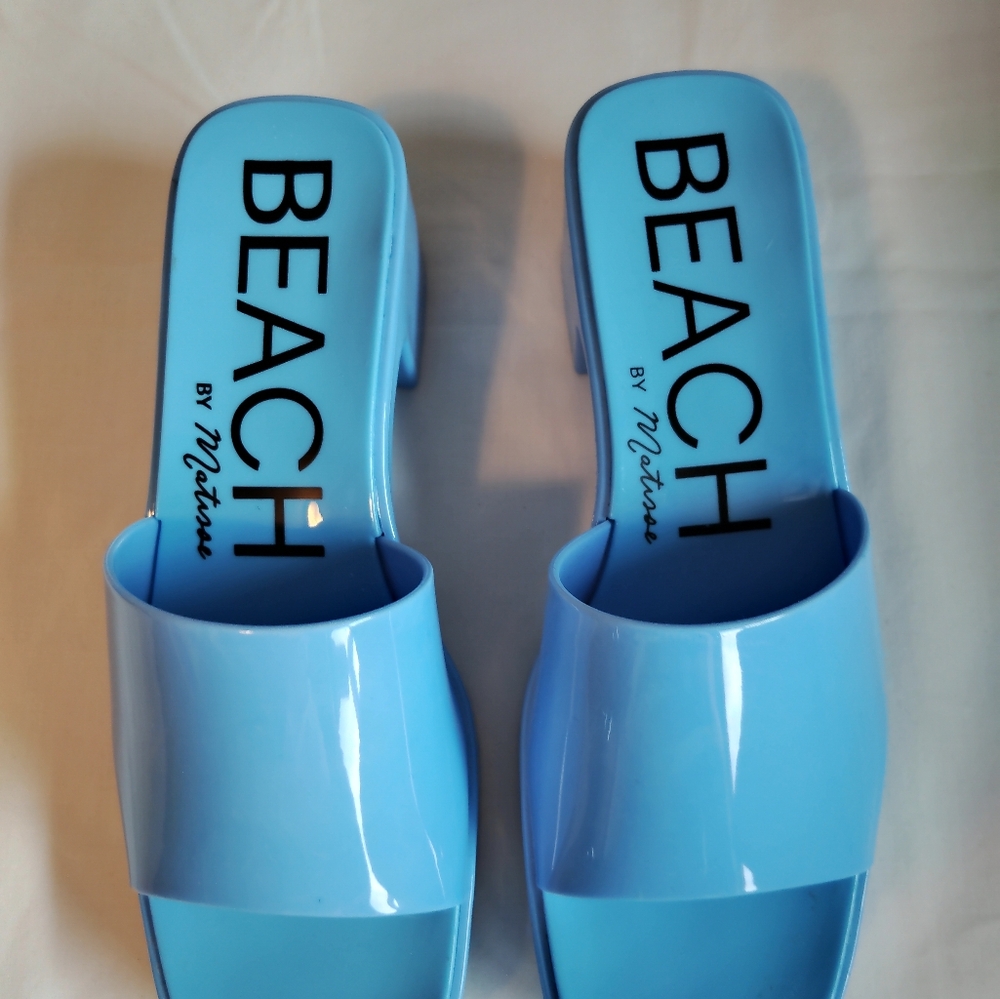 Beach By Matisse Ocean Blue Slip-on Jelly Heeled Sandal Size 8 M - Picture 4 of 6
